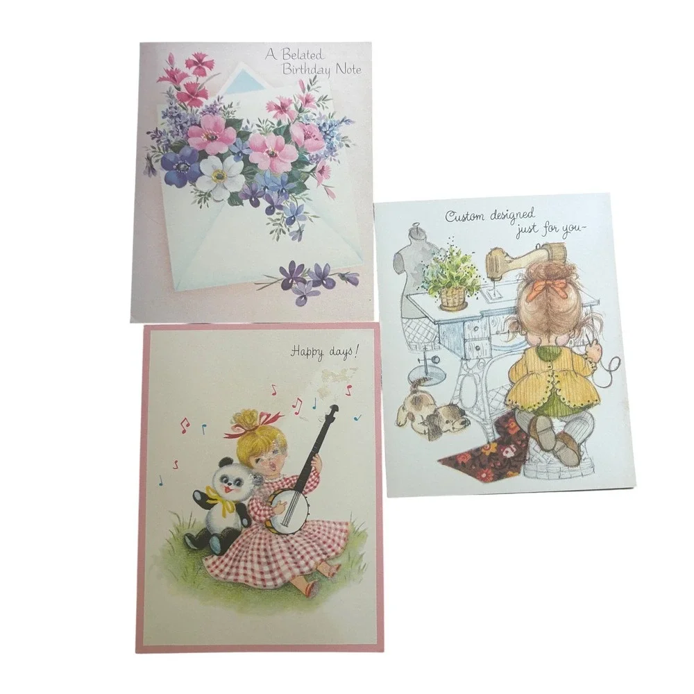 Vintage Greeting Card Lot 14pc Hallmark Norcross Unused Floral Retro MCM Mixed